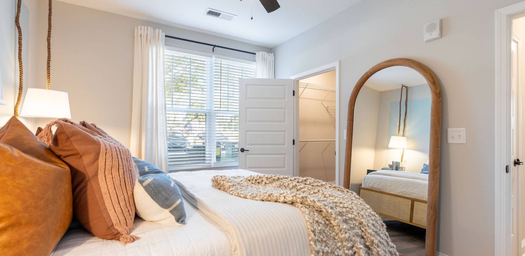 Hawthorne at Summerville spacious apartment bedroom with carpet and large windows